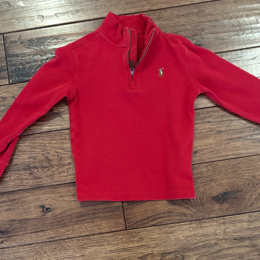 Polo by Ralph Lauren Red Kids Quarter-Zip Sweater
